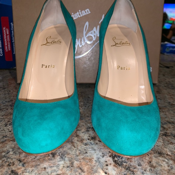 Christian Louboutin Ron Ron 100mm Suede Mint Pump - Picture 2 of 8